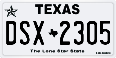 TX license plate DSX2305