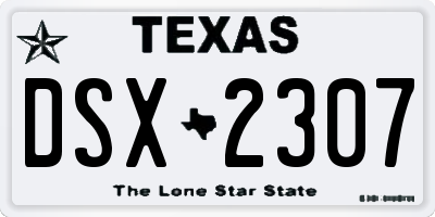 TX license plate DSX2307