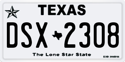 TX license plate DSX2308