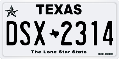 TX license plate DSX2314