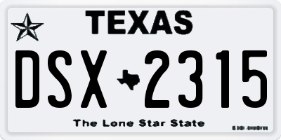 TX license plate DSX2315