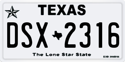 TX license plate DSX2316