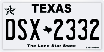 TX license plate DSX2332