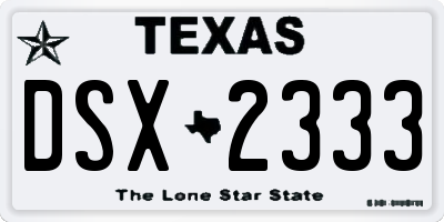 TX license plate DSX2333