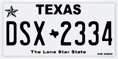 TX license plate DSX2334