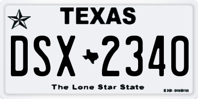 TX license plate DSX2340