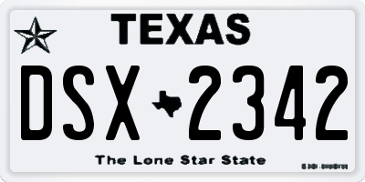 TX license plate DSX2342
