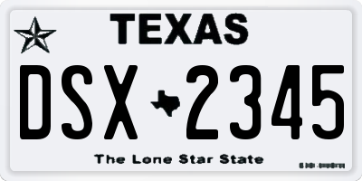 TX license plate DSX2345