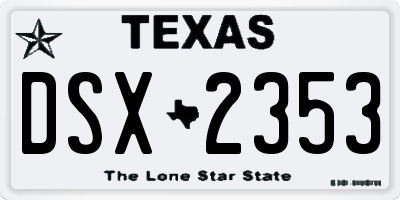 TX license plate DSX2353