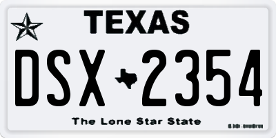 TX license plate DSX2354