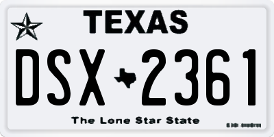 TX license plate DSX2361