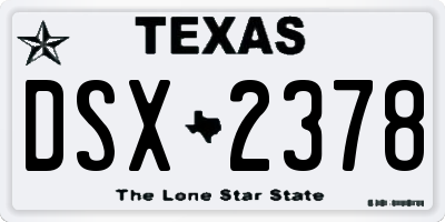 TX license plate DSX2378
