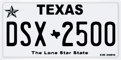 TX license plate DSX2500