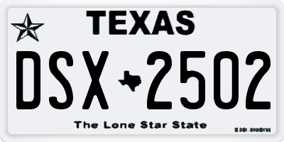 TX license plate DSX2502
