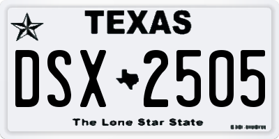 TX license plate DSX2505