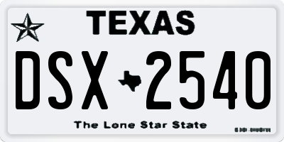 TX license plate DSX2540
