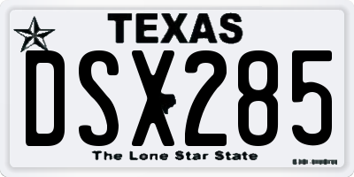 TX license plate DSX285