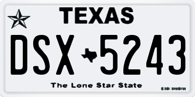 TX license plate DSX5243