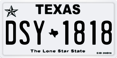 TX license plate DSY1818