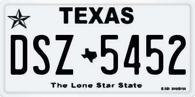 TX license plate DSZ5452