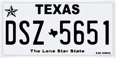 TX license plate DSZ5651