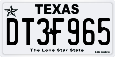 TX license plate DT3F965