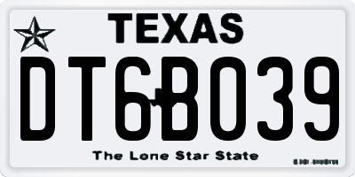 TX license plate DT6B039