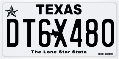 TX license plate DT6X480