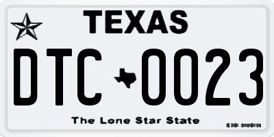 TX license plate DTC0023