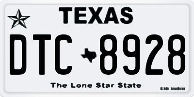 TX license plate DTC8928