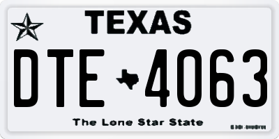 TX license plate DTE4063