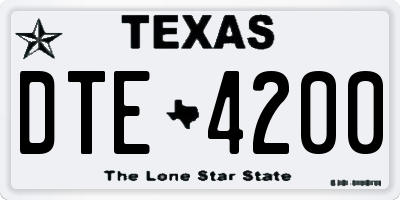 TX license plate DTE4200