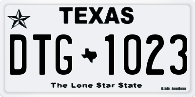TX license plate DTG1023
