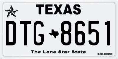 TX license plate DTG8651