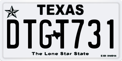 TX license plate DTGT731