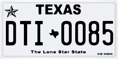 TX license plate DTI0085