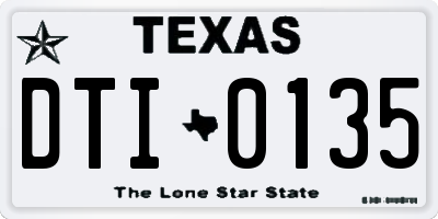 TX license plate DTI0135