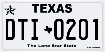 TX license plate DTI0201