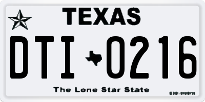 TX license plate DTI0216