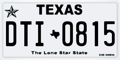 TX license plate DTI0815