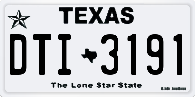 TX license plate DTI3191