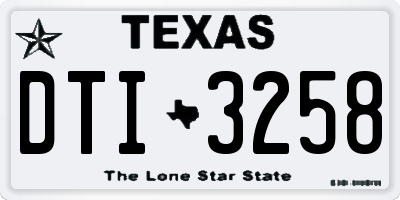 TX license plate DTI3258