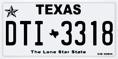 TX license plate DTI3318