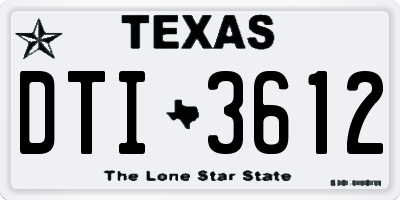 TX license plate DTI3612