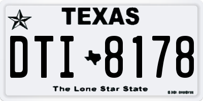 TX license plate DTI8178