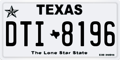 TX license plate DTI8196