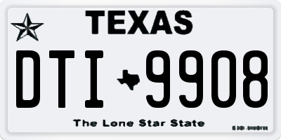 TX license plate DTI9908