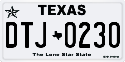 TX license plate DTJ0230