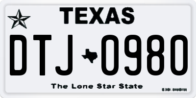 TX license plate DTJ0980