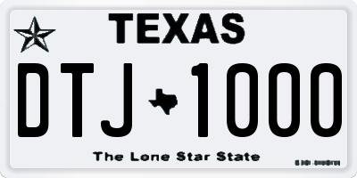 TX license plate DTJ1000